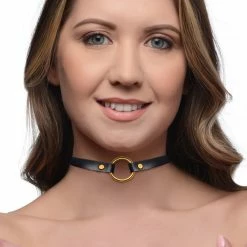 Clothing Accessories Extreme Sex Toys, Bondage, & Fucking Machines | ExtremeRestraintsPosh Pet Gold Ring Slim Choker
