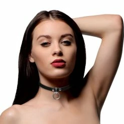 Clothing Accessories Extreme Sex Toys, Bondage, & Fucking Machines | ExtremeRestraintsCollared Vixen Silver Ring Slim Choker