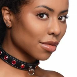 Clothing Accessories Extreme Sex Toys, Bondage, & Fucking Machines | ExtremeRestraintsFierce Vixen Leather Choker With Rhinestones
